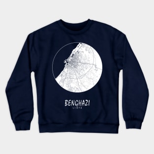 Benghazi, Cyrenaica, Libya City Map - Full Moon Crewneck Sweatshirt